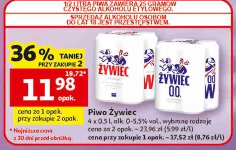 Piwo bezalkoholowe Żywiec 0.0% 4-pak 500ml