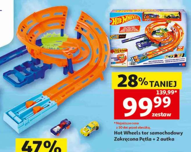 Tor samochodowy Hot Wheels Zakręcona Pętla + 2 autka