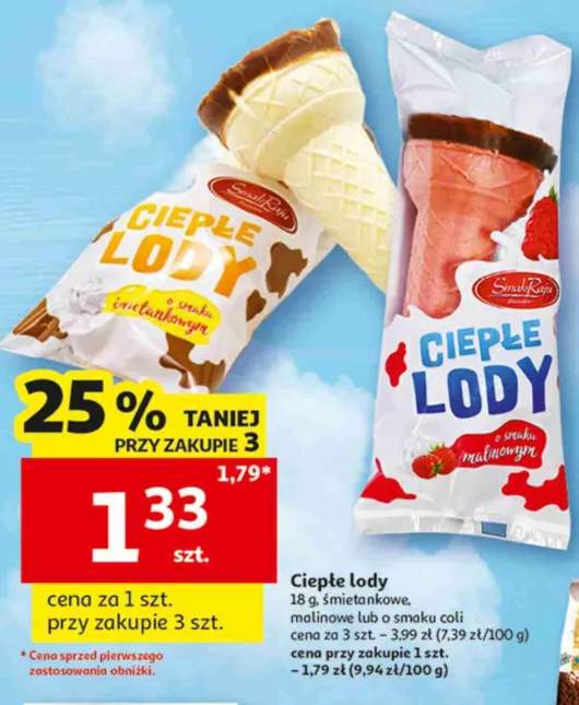 Ciepłe lody Smak Raju śmietankowe