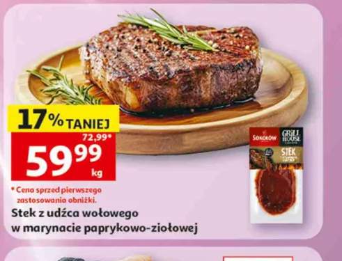 Stek z udźca wołowego w marynacie paprykowo-ziołowej Sokołów