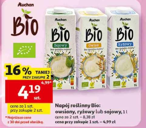 Napój roślinny Bio owsiany Auchan