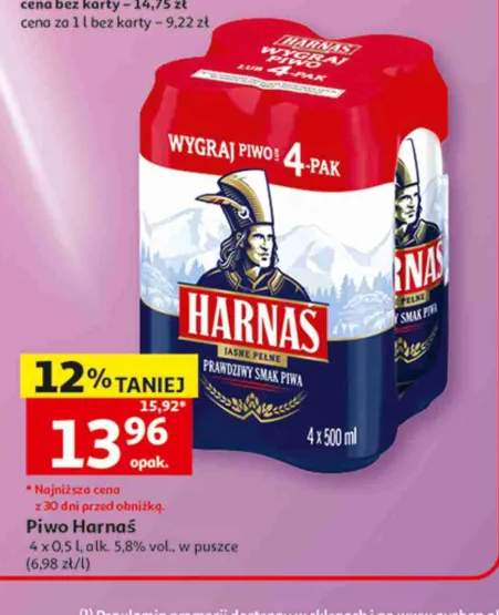 Piwo Harnaś Jasne Pełne 4-pak 500ml