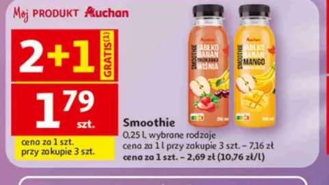 Smoothie Auchan jabłko banan truskawka wiśnia