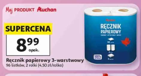 Ręcznik papierowy 3-warstwowy Auchan 96 listków