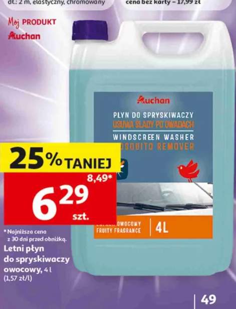 Letni płyn do spryskiwaczy owocowy Auchan 4l