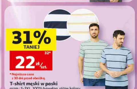 T-shirt męski w paski 100% bawełna Inextenso