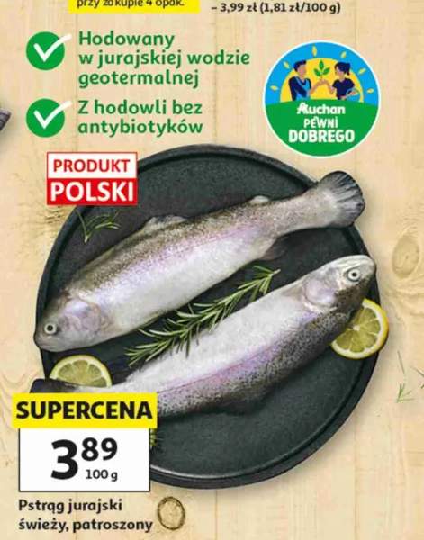 Pstrąg jurajski świeży patroszony Auchan Pewni Dobrego