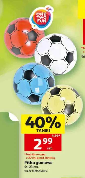Piłka gumowa ONE TWO FUN śr. 23cm wzór futbolówki