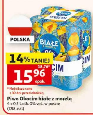Piwo bezalkoholowe Okocim białe z morelą 4-pak 500ml