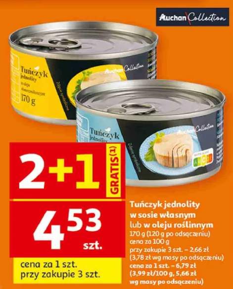Tuńczyk jednolity w sosie własnym Auchan Collection