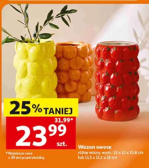 Wazon owoce różne wzory wym.: 13x12x15,8cm