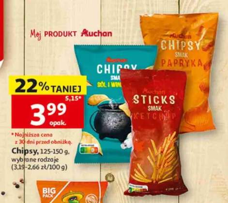 Chipsy o smaku soli i octu Auchan