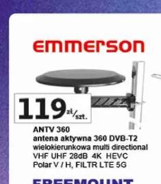 Antena aktywna Emmerson ANTV 360 DVB-T2 wielokierunkowa multi directional VHF UHF 28dB 4K HEVC Polar V / H, FILTR LTE 5 g