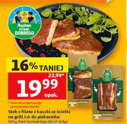 Stek z fileta z kaczki ze ściółki na grill lub do piekarnika Auchan Pewni Dobrego
