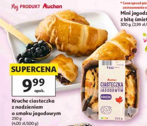 Kruche ciasteczka z nadzieniem o smaku jagodowym Auchan