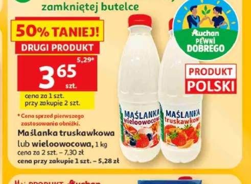 Maślanka truskawkowa Pewni Dobrego Auchan