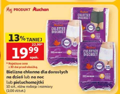 Pieluchomajtki dla dorosłych Auchan Culottes Discreet