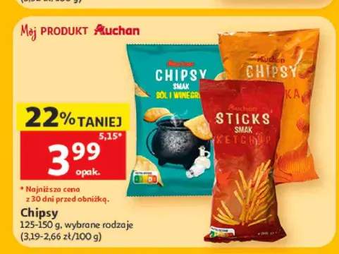 Chipsy o smaku soli i winegret Auchan
