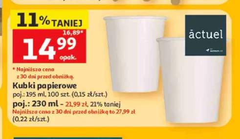 Kubki papierowe Actuel 195 ml