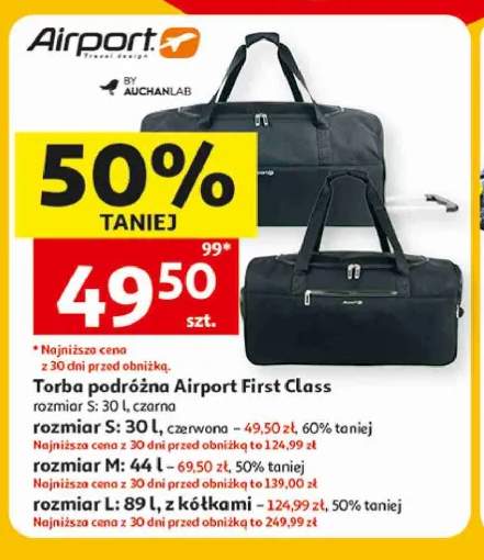 Torba podróżna Airport First Class rozmiar S czarna 30 l +3 warianty