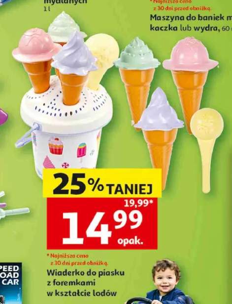 Wiaderko do piasku z foremkami w kształcie lodów