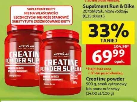 Kreatyna w proszku Creatine Powder Super Activlab o smaku cytrynowym +1 wariant