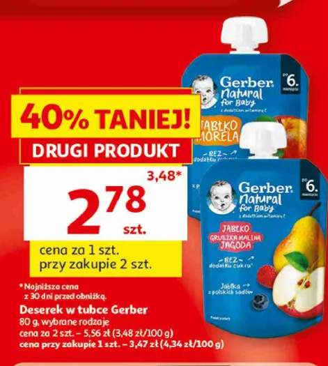 Deserek w tubce Gerber Natural Jabłko Morela +1 wariant