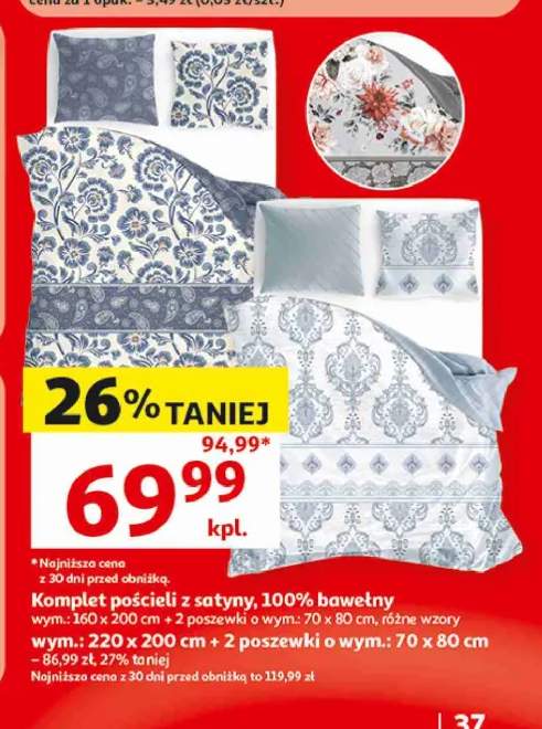 Komplet pościeli z satyny 160x200 cm + 2 poszewki 70x80 cm +1 wariant