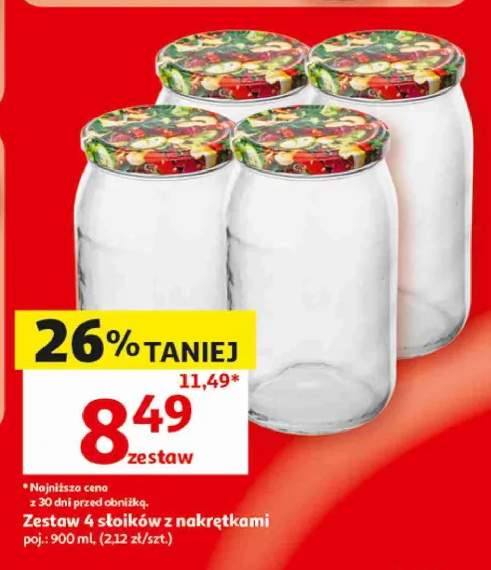 Zestaw 4 słoików z nakrętkami