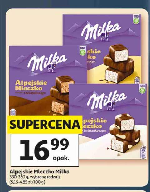 Alpejskie Mleczko Milka o smaku czekoladowym +2 warianty