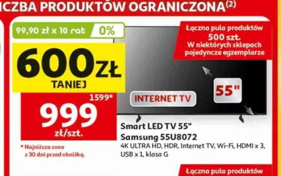 Smart LED TV 55" Samsung 55U8072