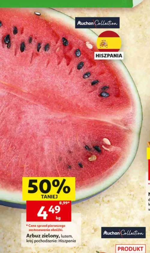 Arbuz zielony luzem Auchan Collection hiszpański