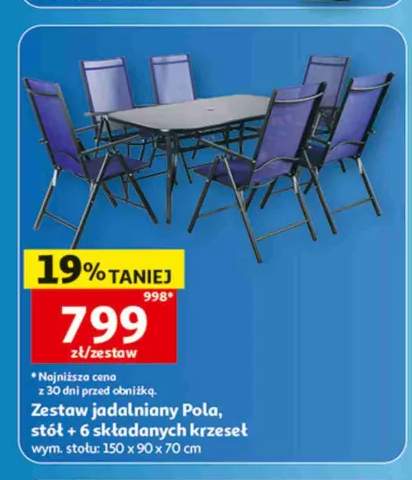 Zestaw jadalniany Pola stół + 6 składanych krzeseł