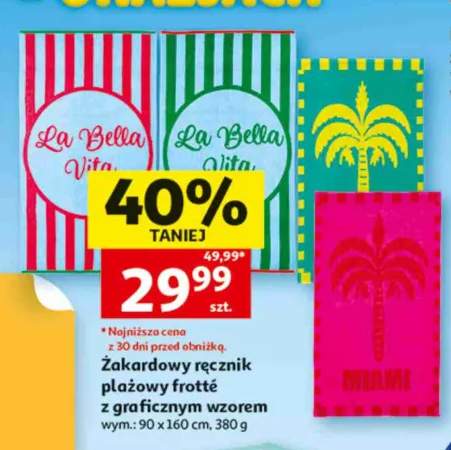 Żakardowy ręcznik plażowy frotté z graficznym wzorem Actuel