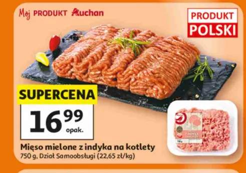 Mięso mielone z indyka na kotlety Auchan