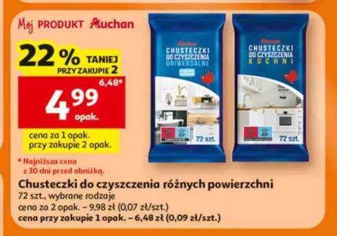 Chusteczki do czyszczenia uniwersalne Auchan +1 wariant