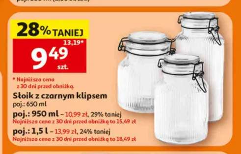 Słoik z czarnym klipsem