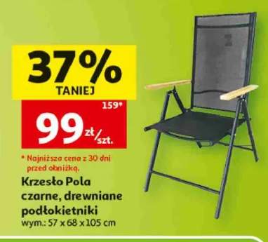 Krzesło ogrodowe Pola czarne drewniane podłokietniki