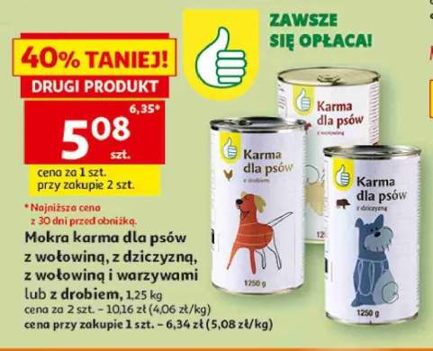 Mokra karma dla psów z drobiem Auchan +3 warianty