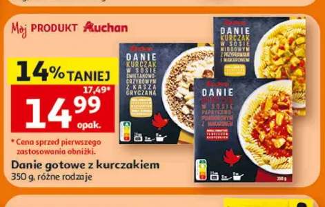 Danie gotowe z kurczakiem w sosie paprykowo-pomidorowym z makaronem Auchan +1 wariant