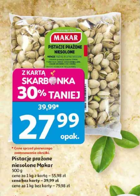 Pistacje prażone niesolone Makar