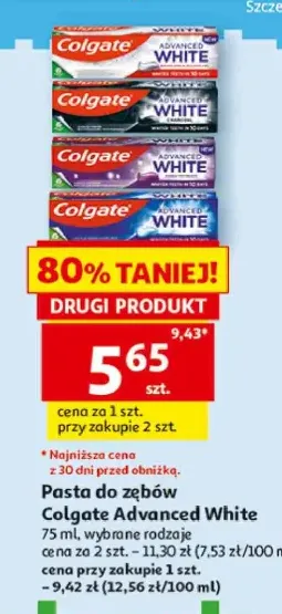 Pasta do zębów Colgate Advanced White +1 wariant