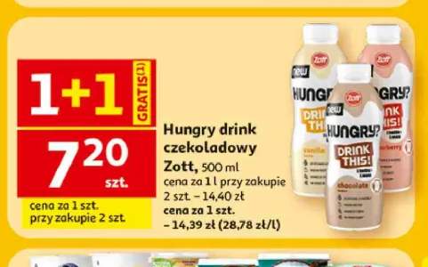 Napój mleczny Hungry drink czekoladowy Zott +2 warianty