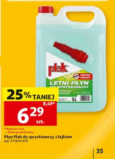 Letni płyn do spryskiwaczy z lejkiem Plak