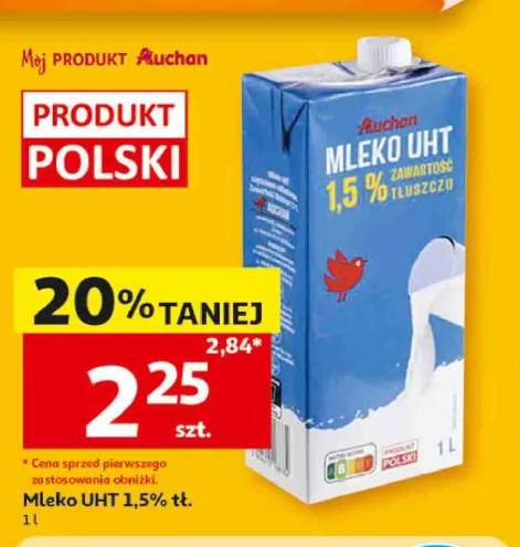 Mleko UHT 1,5% tł. Auchan
