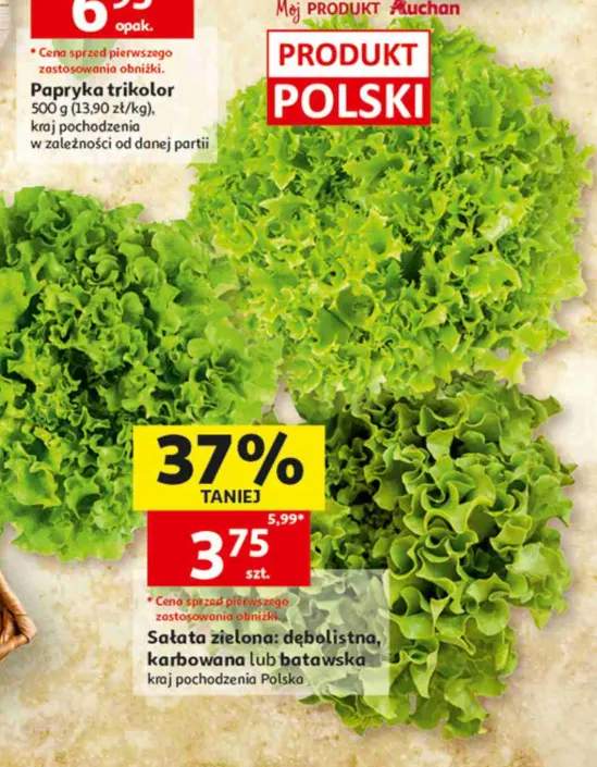 Sałata zielona dębolistna polska Mój Produkt Auchan +2 warianty