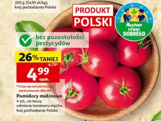 Pomidory malinowe Auchan Pewni Dobrego polskie