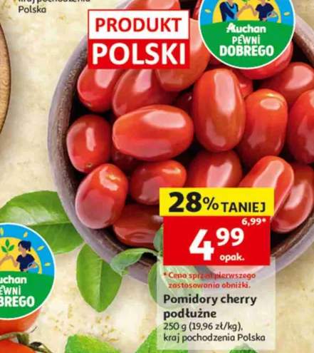 Pomidory cherry podłużne Auchan Pewni Dobrego polskie