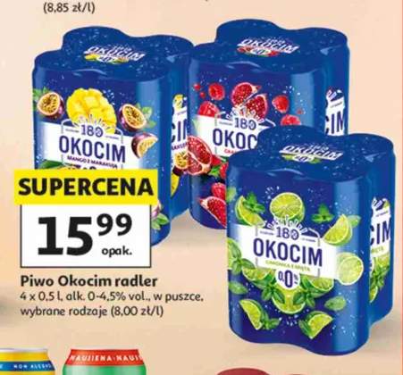 Piwo smakowe Okocim Radler Mango z Marakują 4-pak +2 warianty