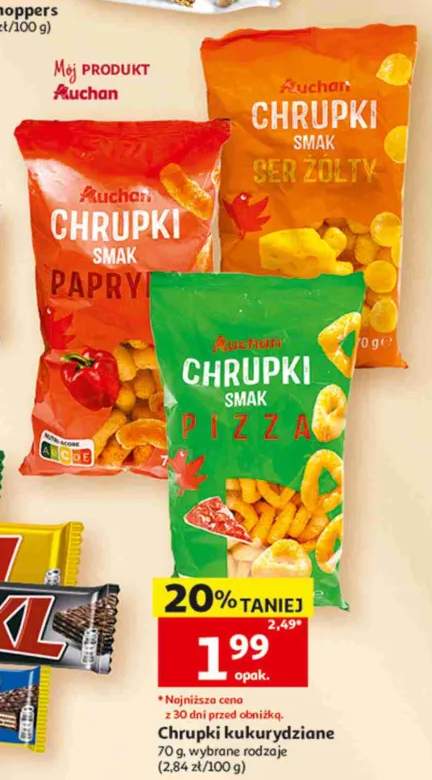 Chrupki kukurydziane o smaku papryki Auchan +2 warianty